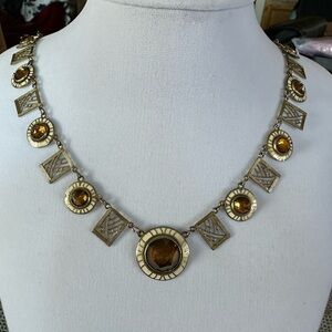 Vintage enamel and gold tone necklace